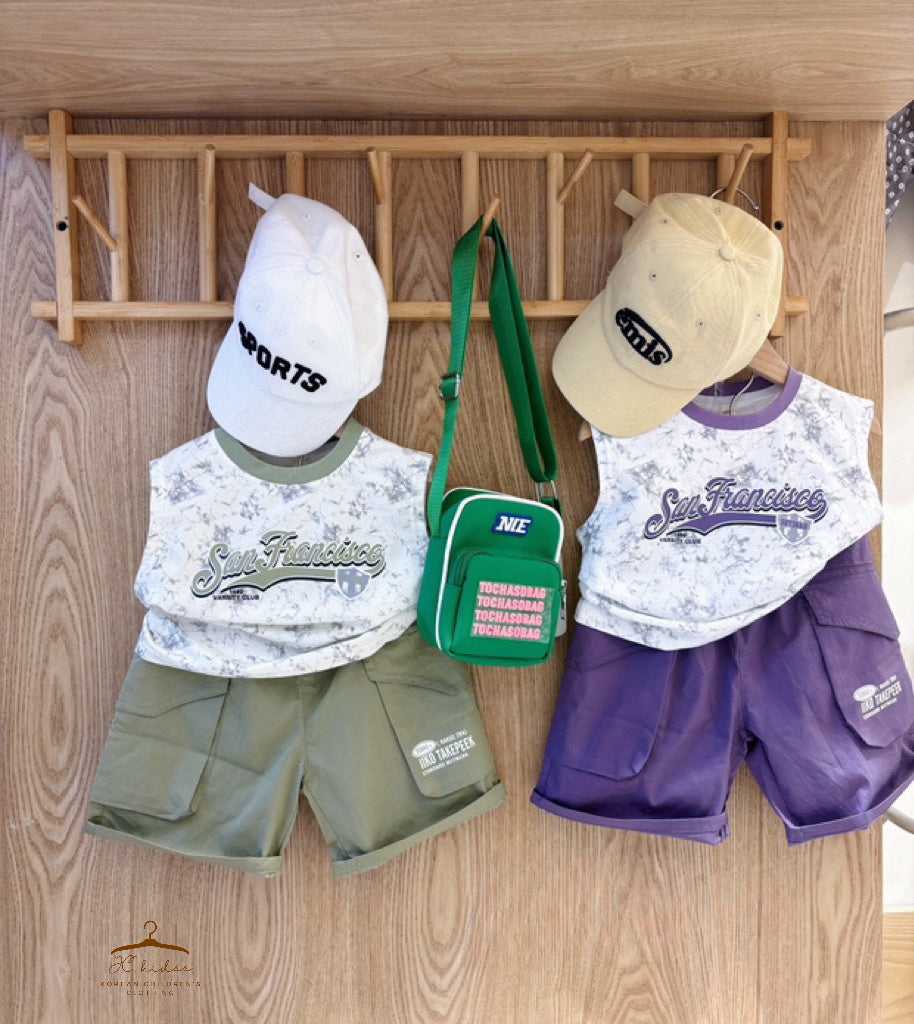 BUBS22 綠色字母背心套裝