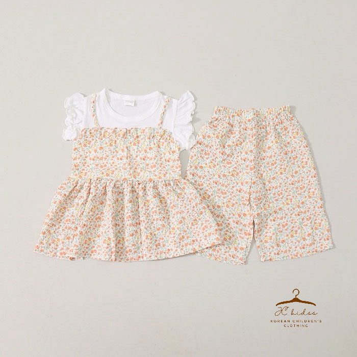 DES1 假兩件碎花吊帶套裝