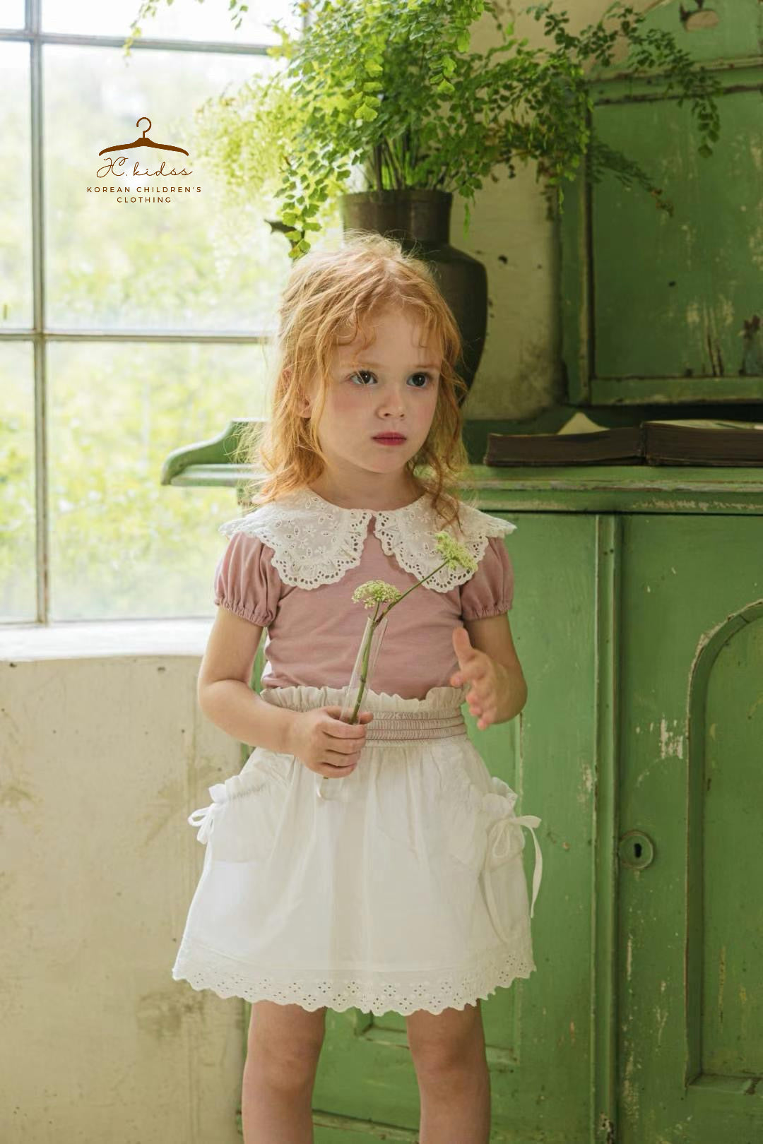 FT113 粉紅色公主領上衣