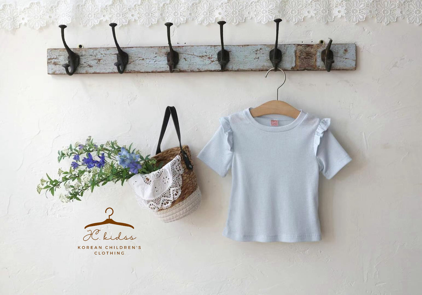 FT114 淺藍色Ruffles Tee