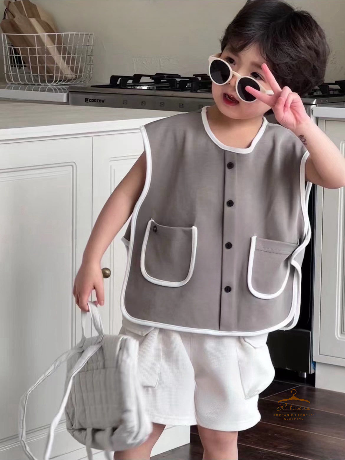 YKT389 灰色雙袋背心