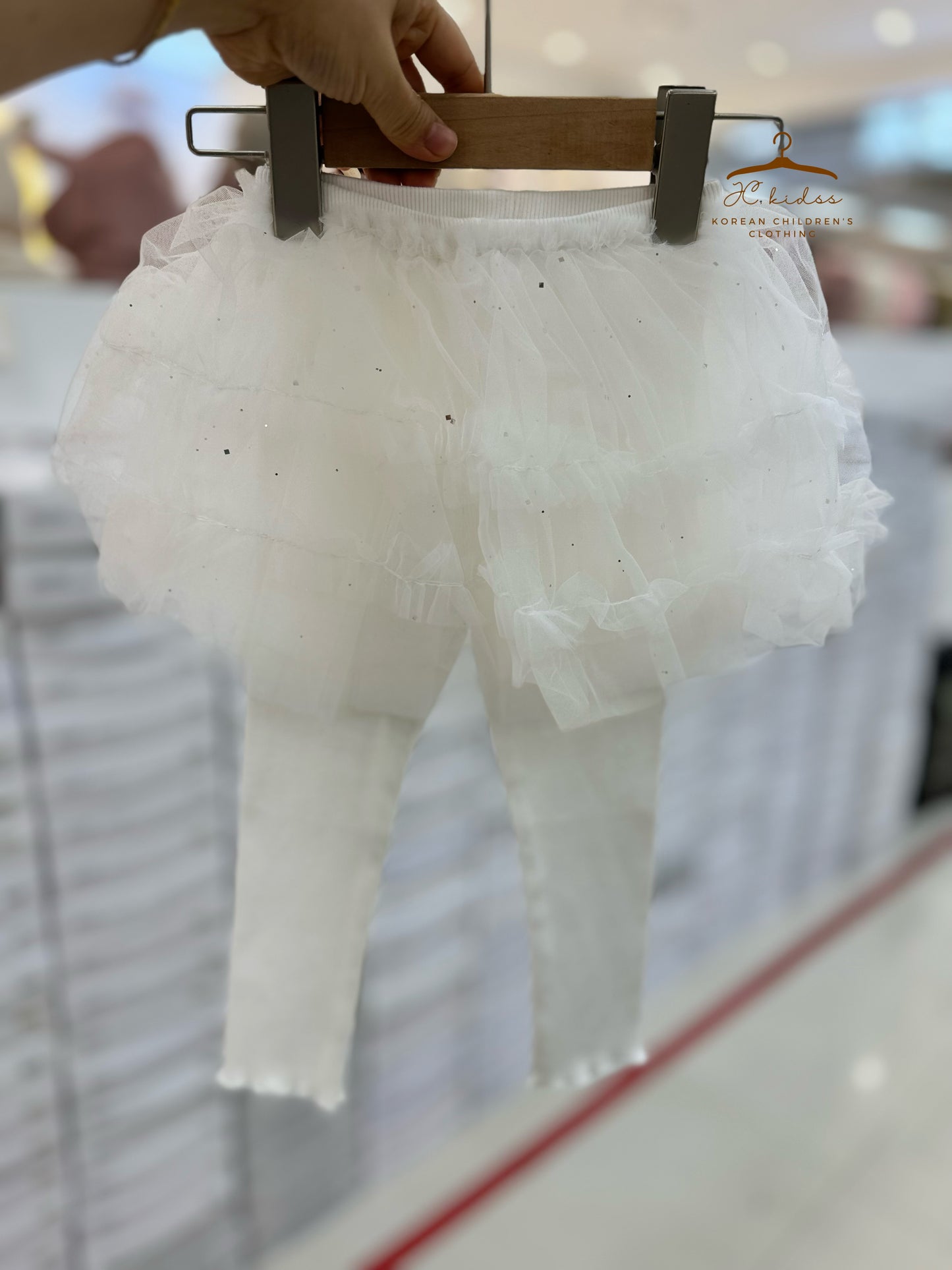 COB5 白色閃閃紗裙Legging