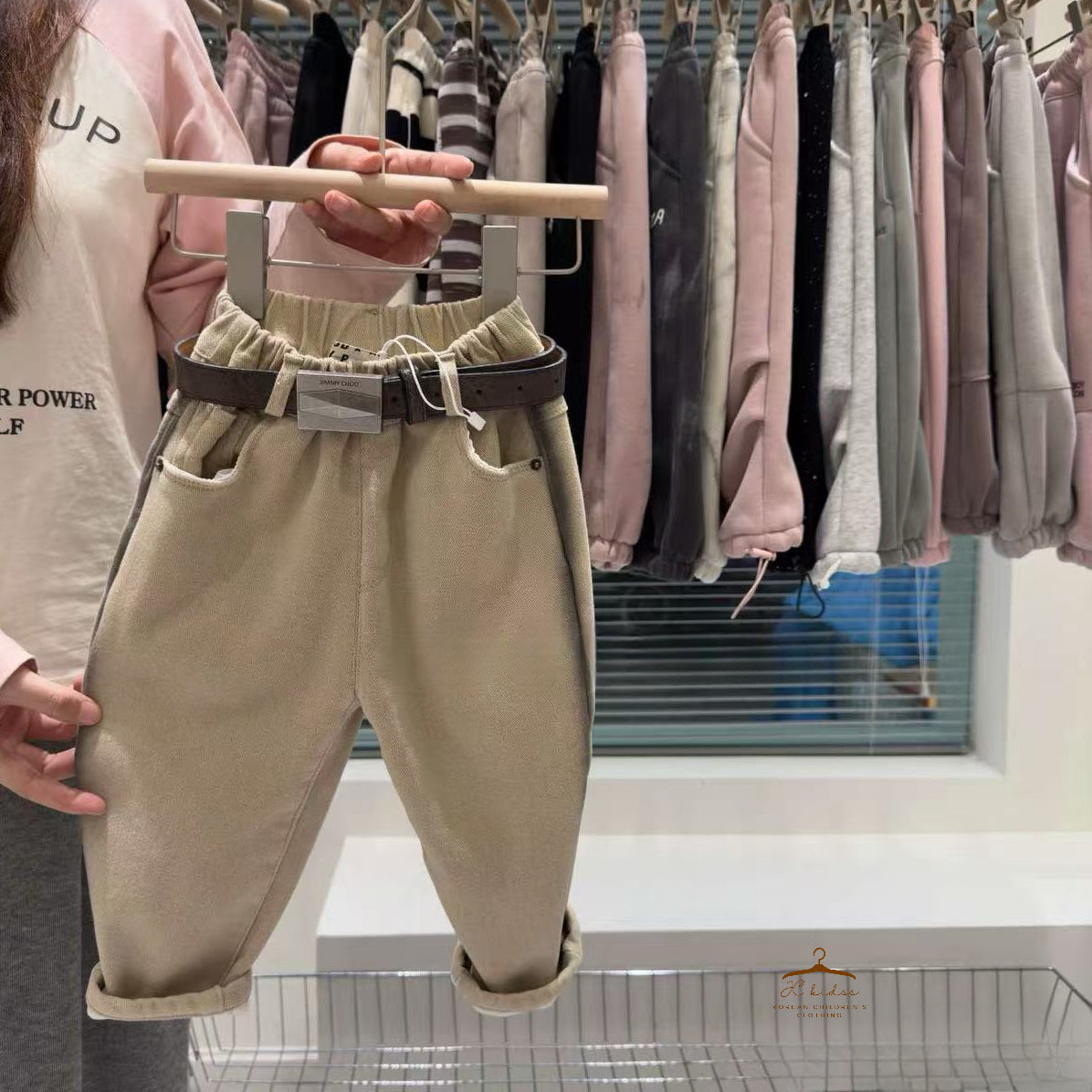 YKJ416 米色黑邊長褲