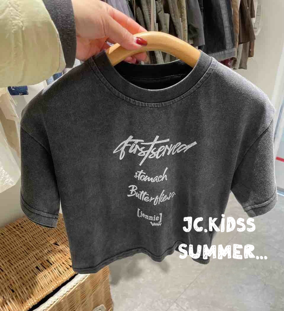 水洗黑字母TEE - 嬰幼兒童裝