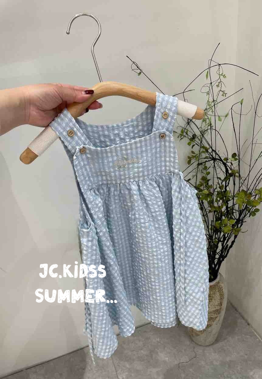 藍格雙鈕連身裙 - 嬰幼兒童裝