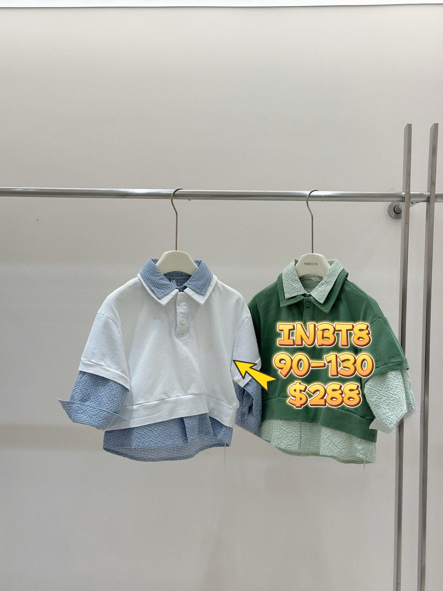 INBT8 POLO領拼色假兩件