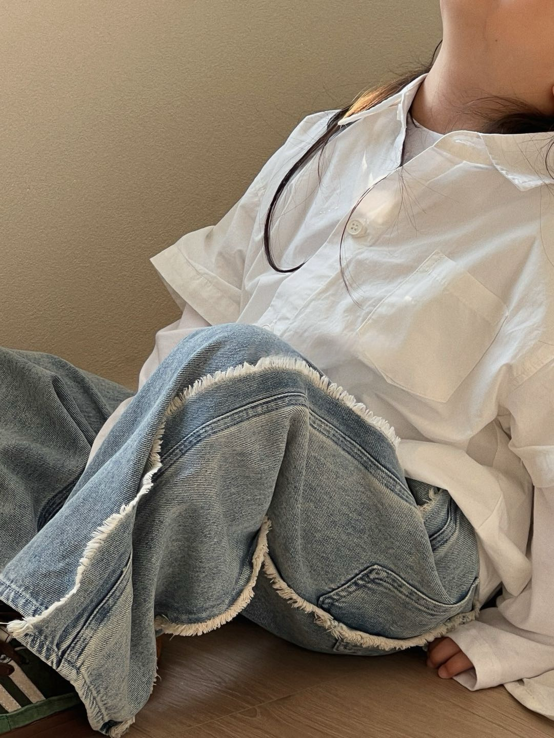 INBJ10 爛邊牛仔褲