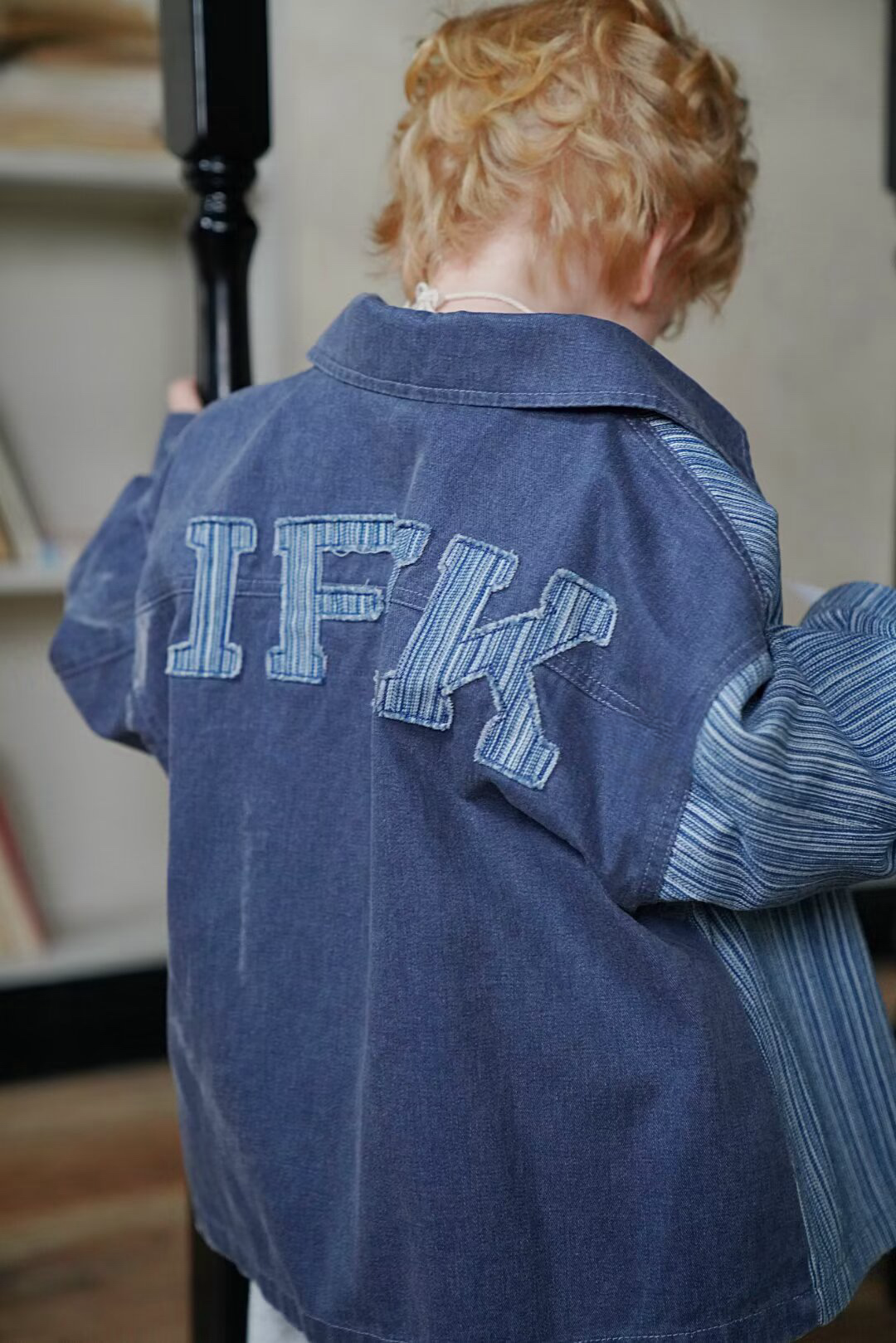 RBT122 直紋拼色牛仔恤衫