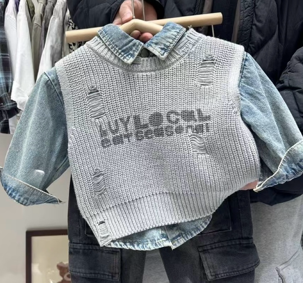 YKBS441 牛仔恤衫連冷背心套