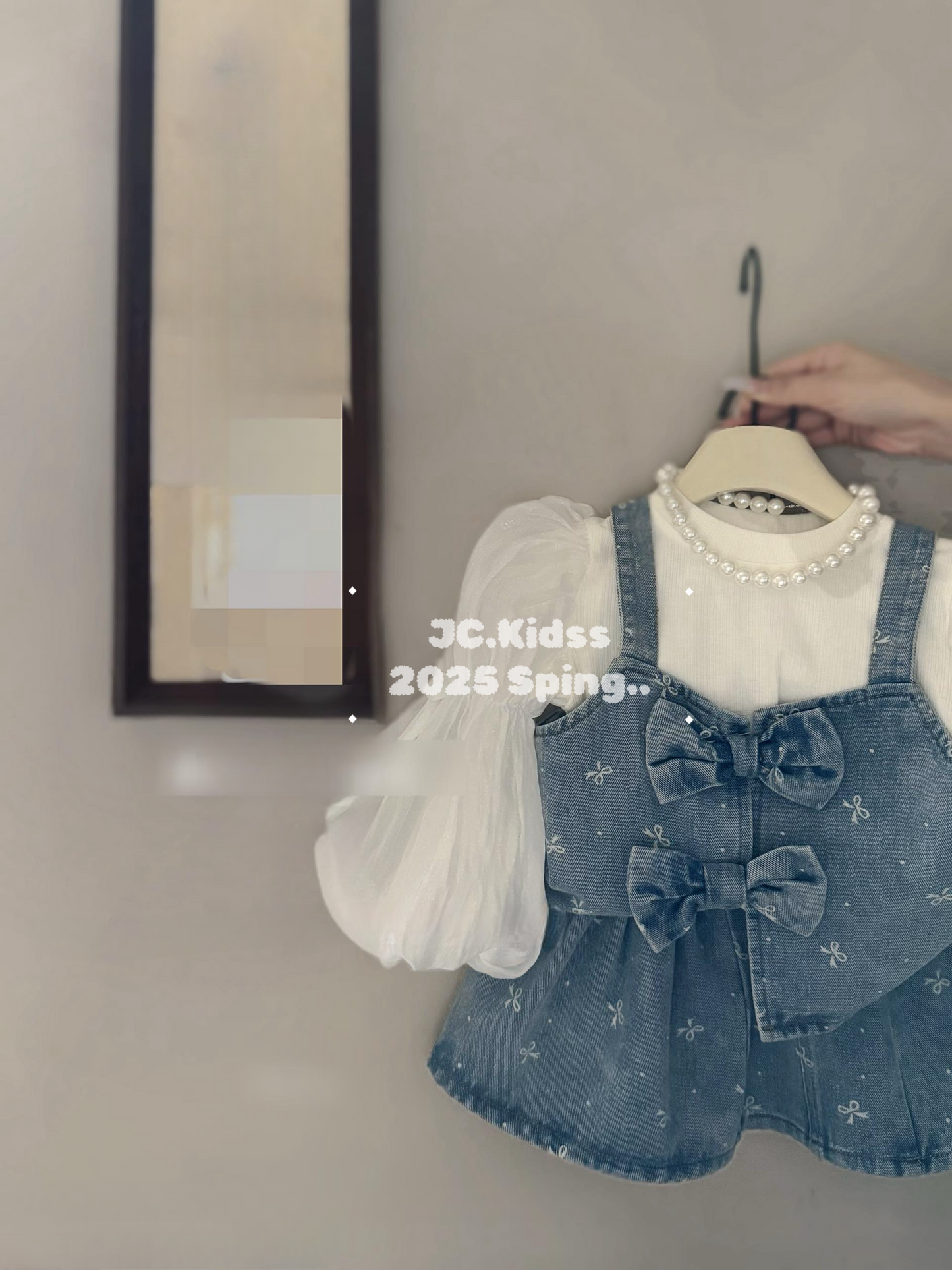 吊帶蝴蝶牛仔套裝 - 嬰幼兒童裝