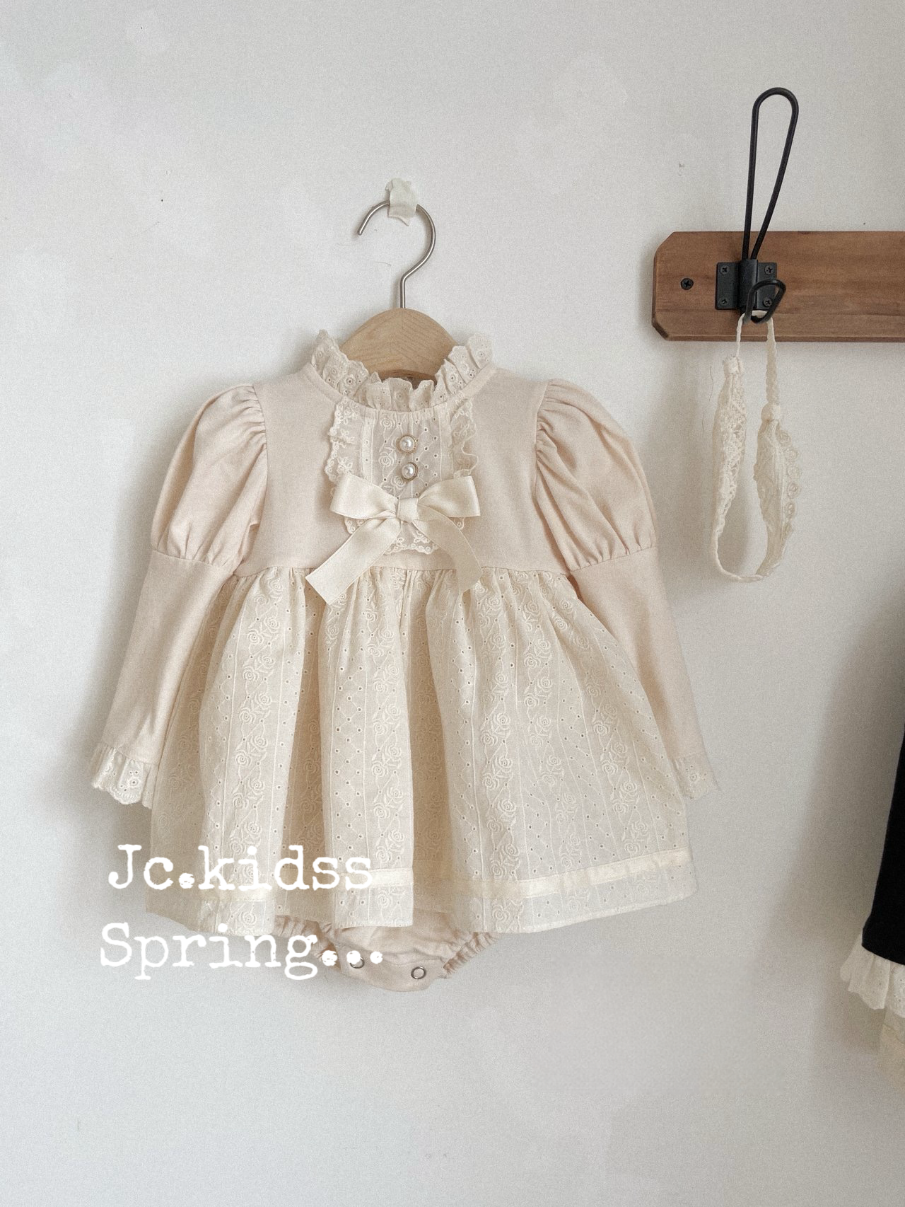 嬰兒泡泡袖蝴蝶結裙 - 嬰幼兒童裝