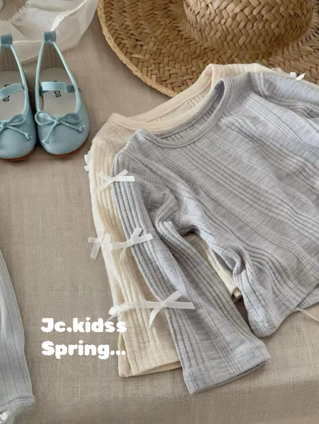 蝴蝶結袖直間打底 - 嬰幼兒童裝