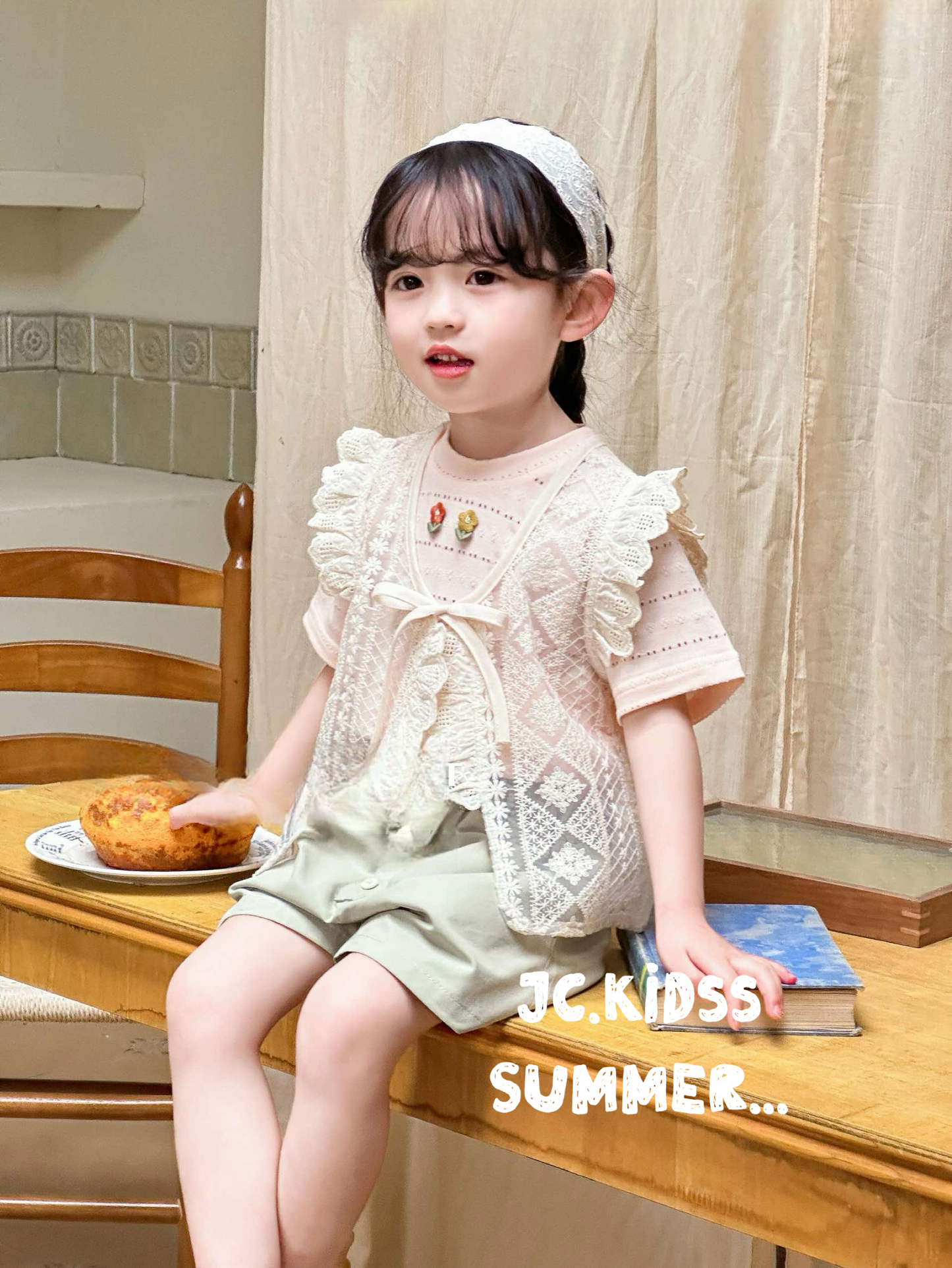 通花背心短褲三件套裝 - 嬰幼兒童裝