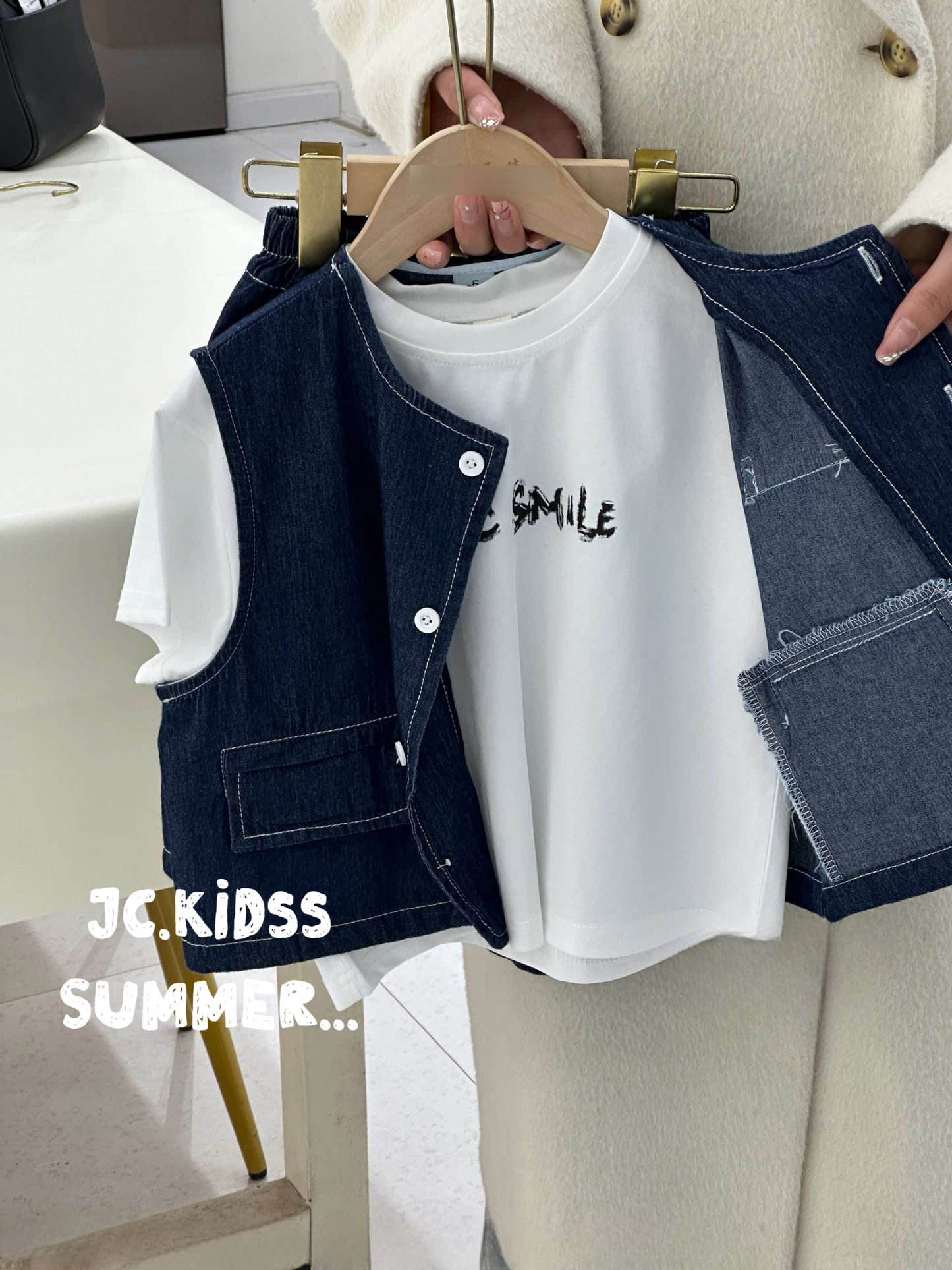 牛仔背心三件套裝 - 嬰幼兒童裝