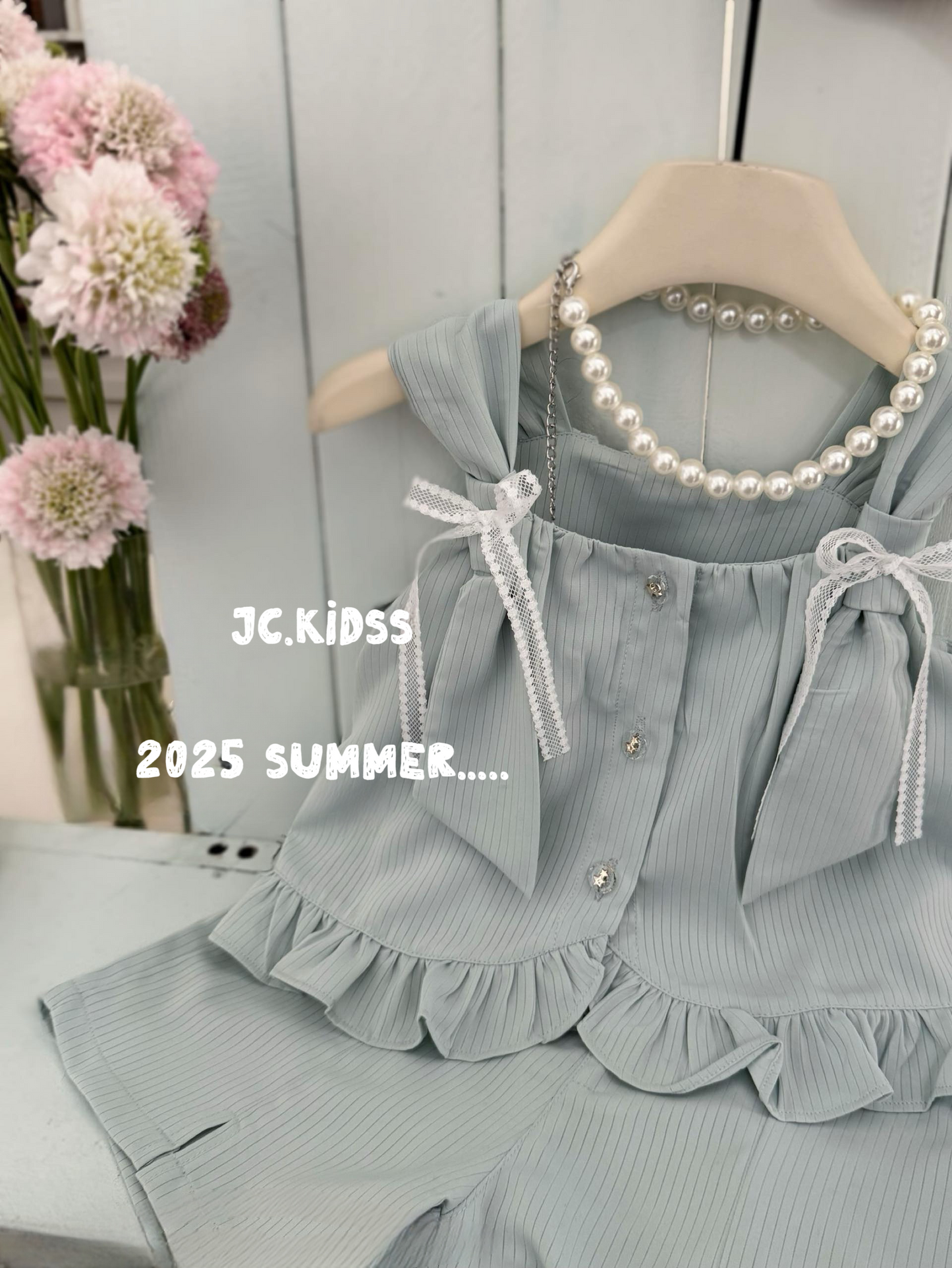 蝴蝶結肩帶開胸套裝 - 嬰幼兒童裝