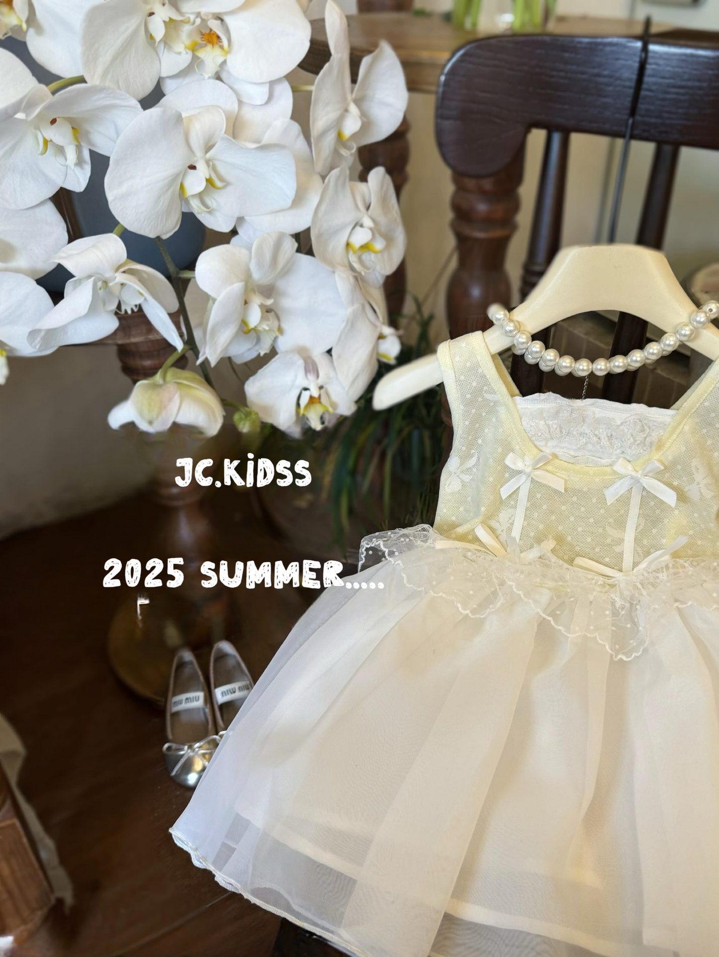 淡黃宮廷風女童連身裙 - 嬰幼兒童裝