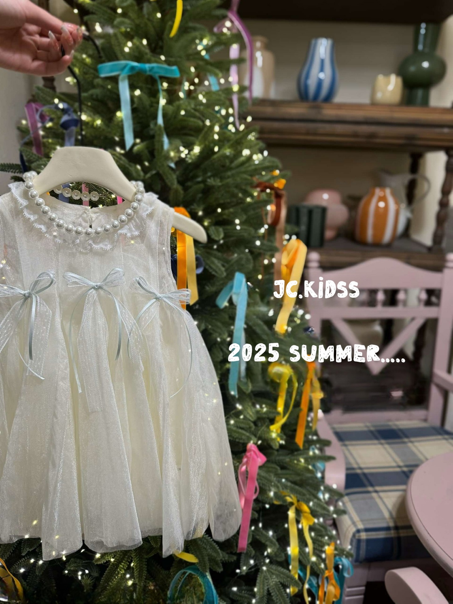 通花領蝴蝶結兒童連身紗裙 - 嬰幼兒童裝