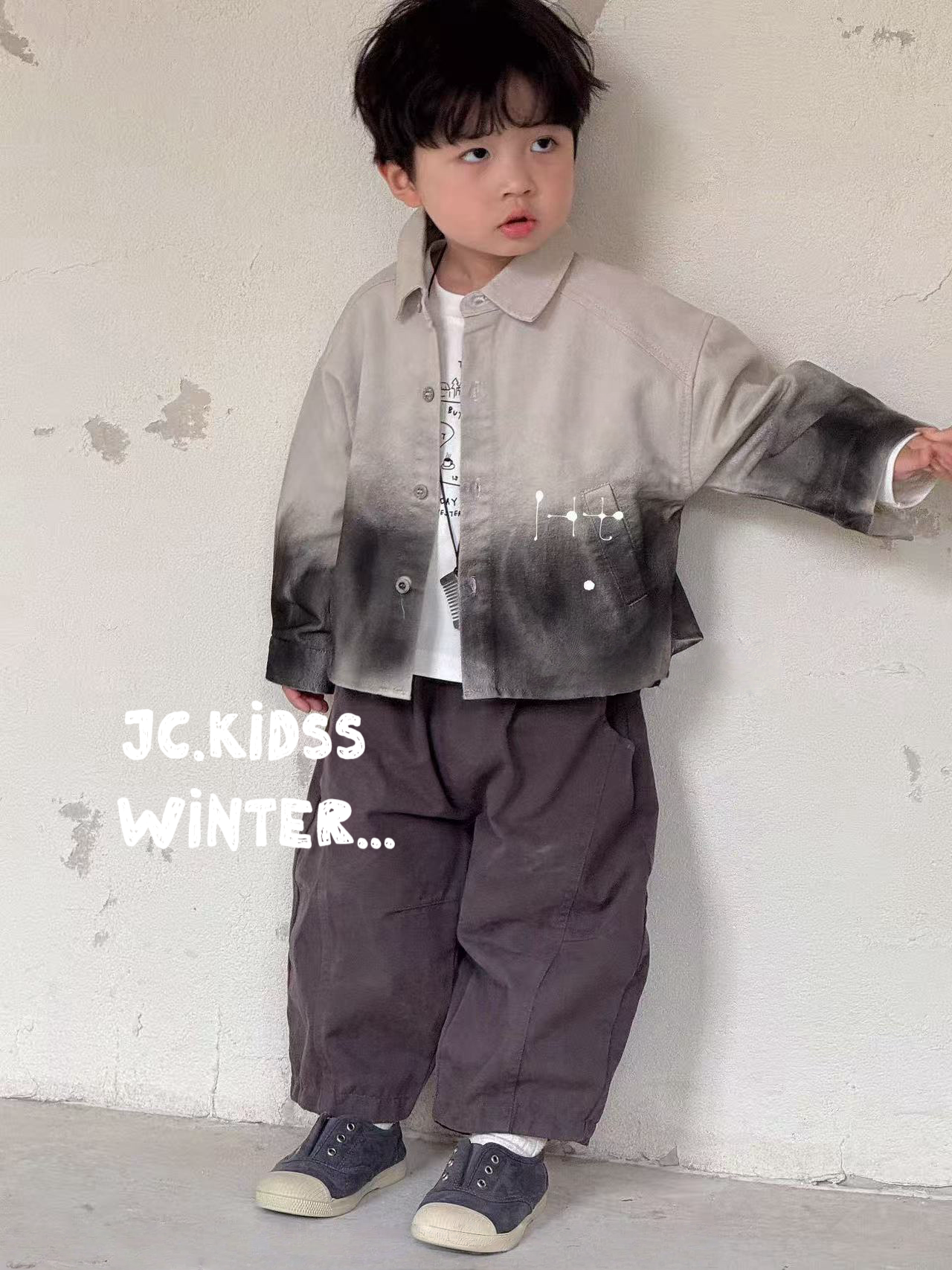 YKBS587 灰黑牛仔兩件套