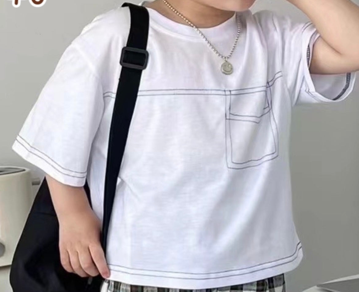 YKT154 白色明線Tee