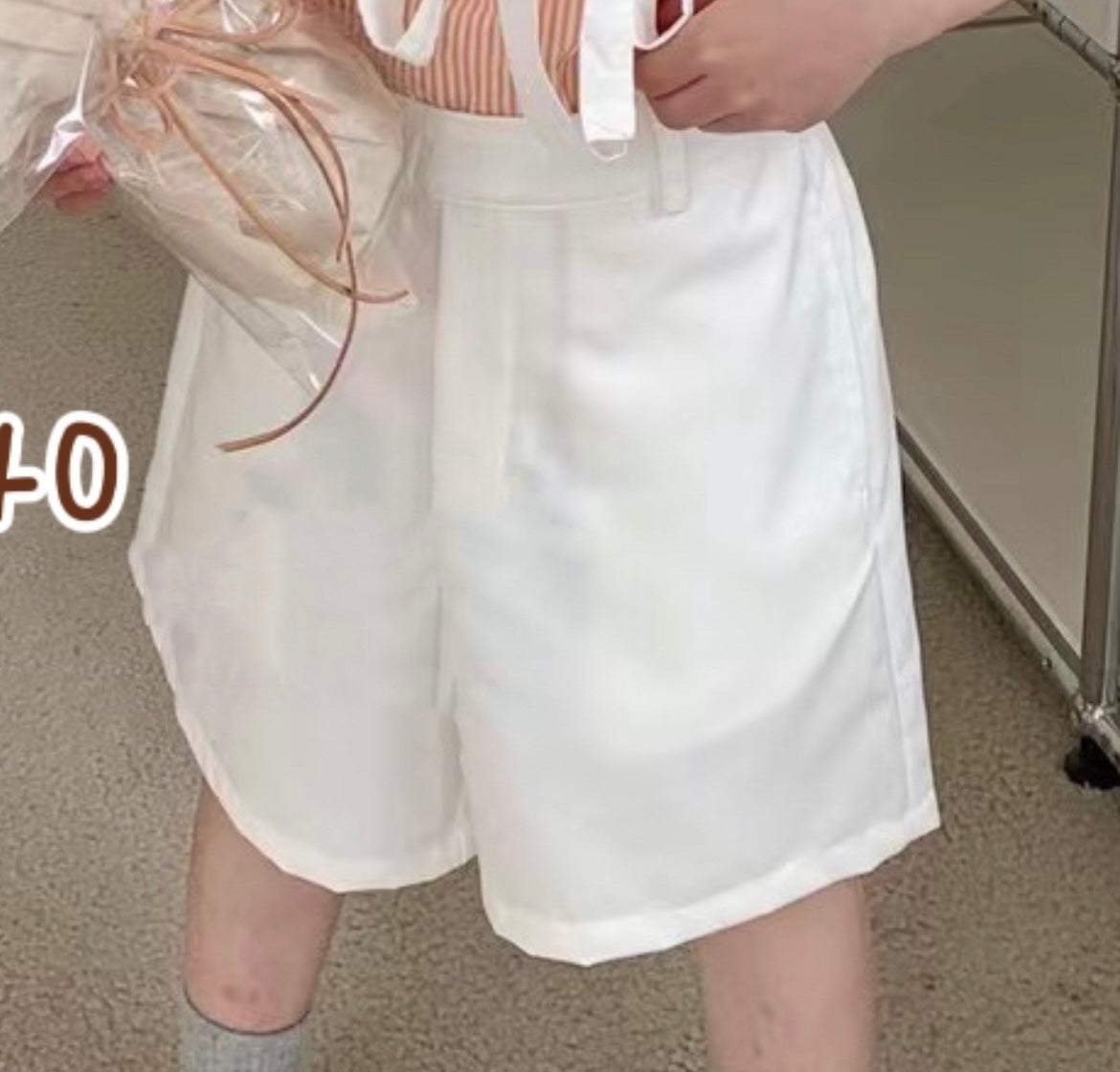 YKB59 白色五分西褲