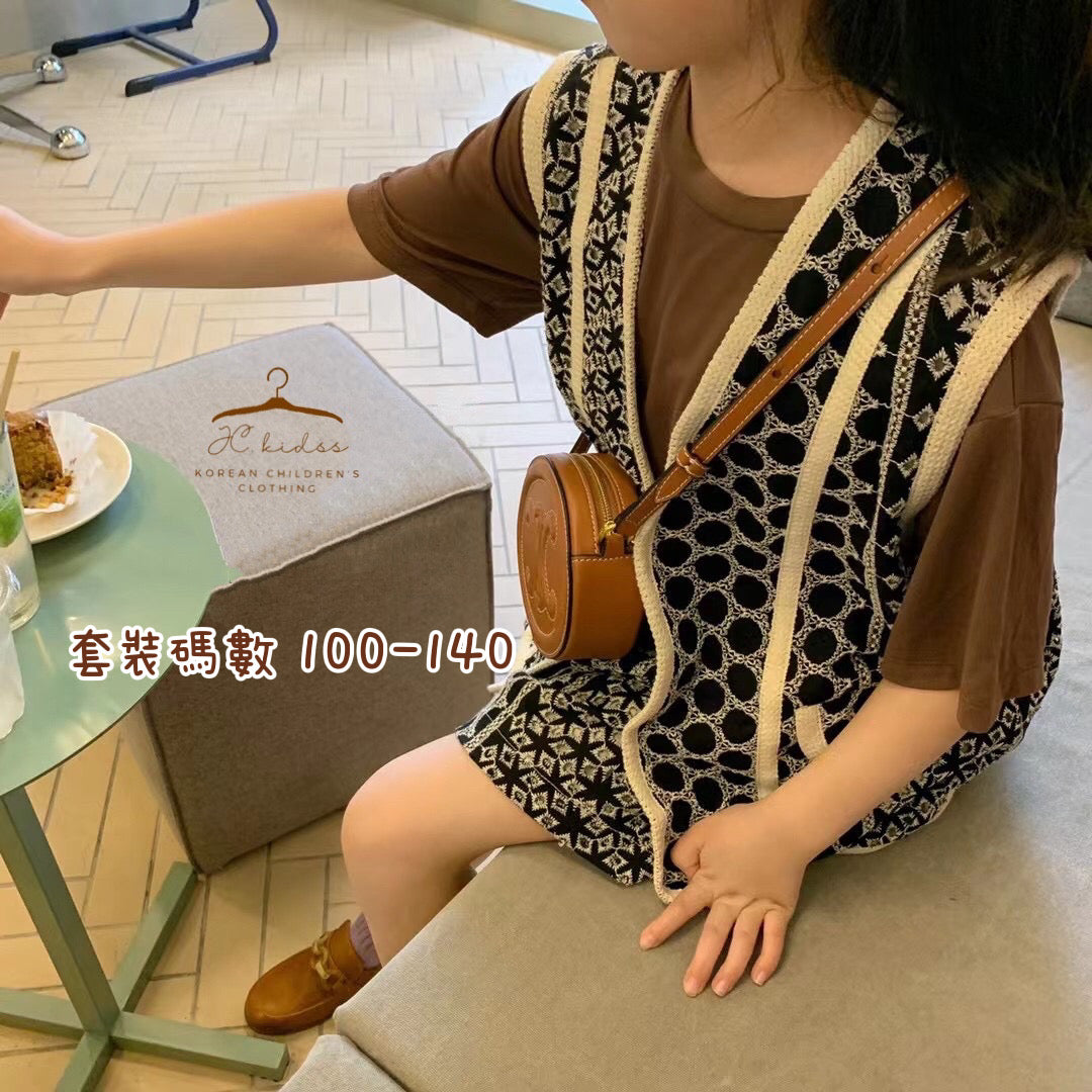 YKGS37 復古黑色背心短褲套裝