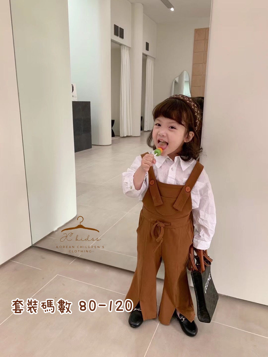 YKGS33 啡色背帶連身褲套裝