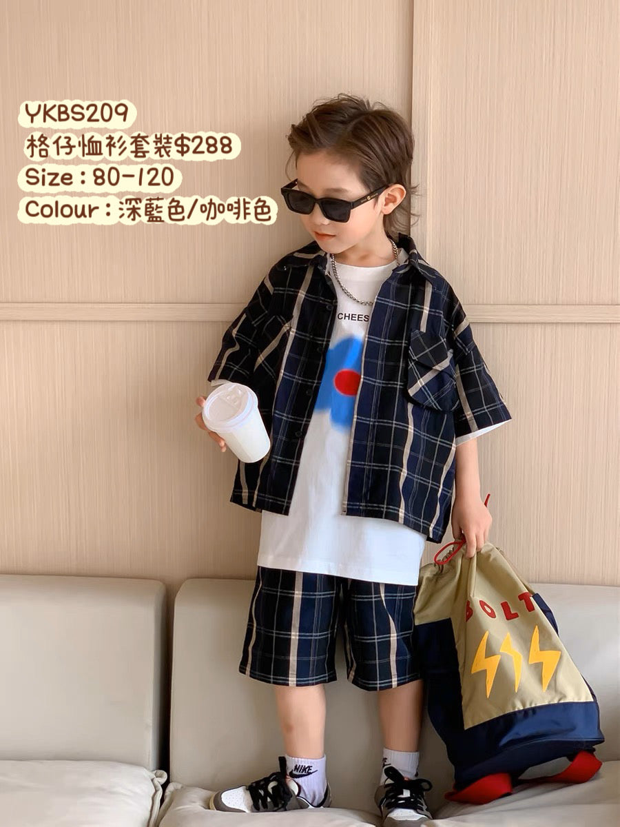 YKBS209 格仔恤衫套裝