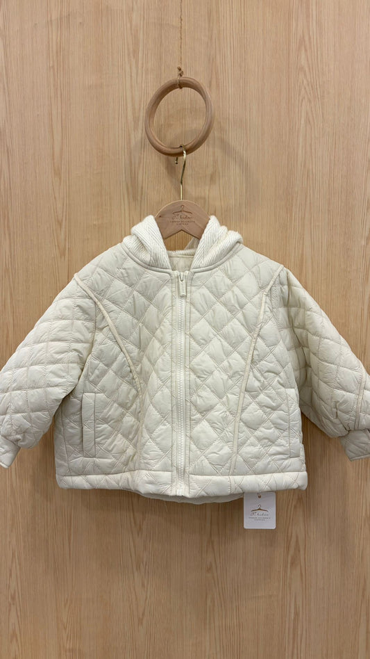 YKJK571 菱格白色休閒夾棉外套