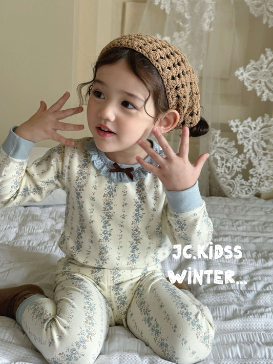 HW218 藍色碎花家居服（厚版）