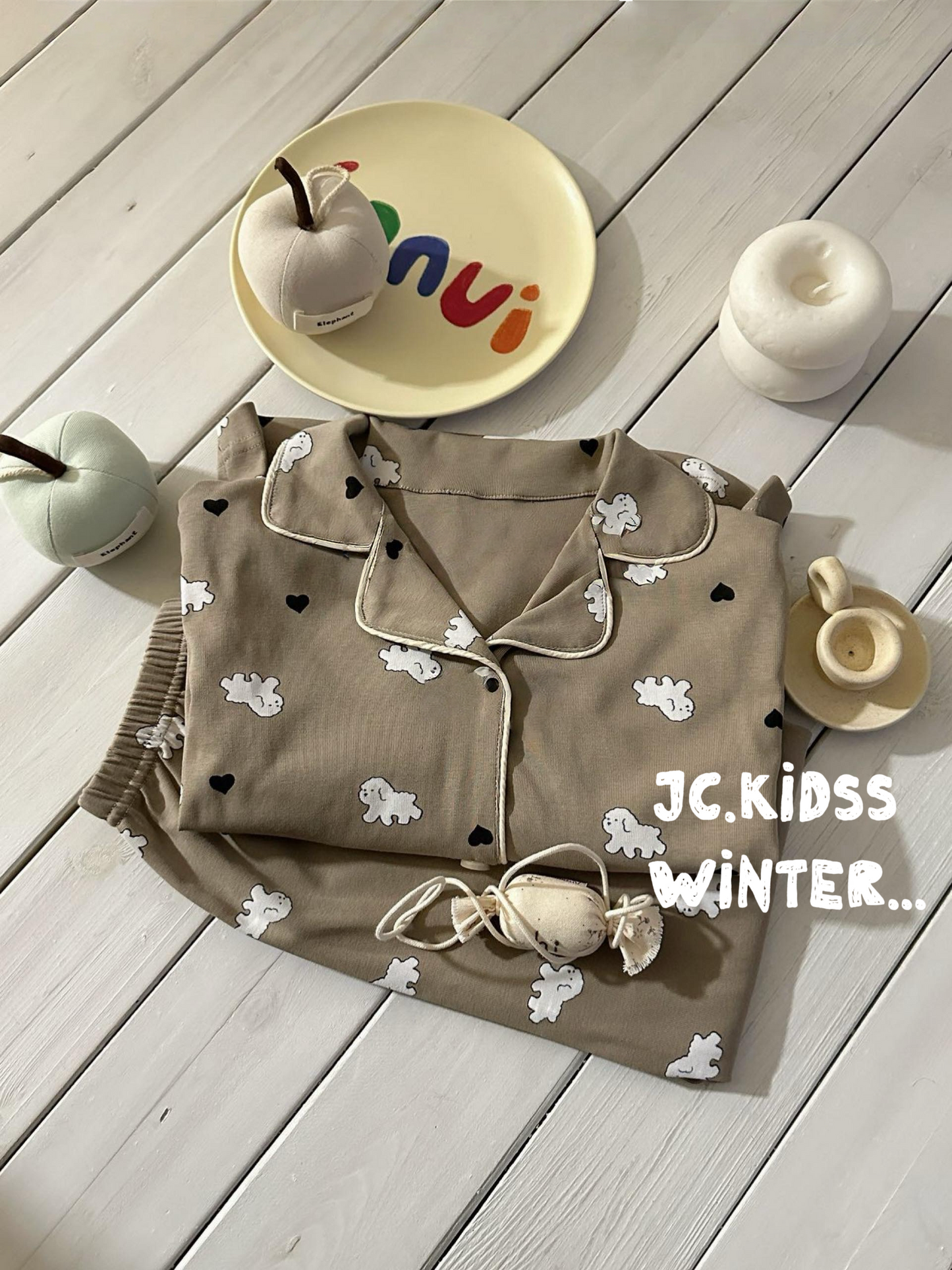 HW224 深啡狗仔開胸家居服