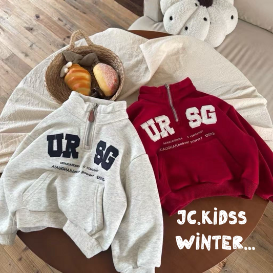 YKBT558 紅色拉鏈領衛衣·