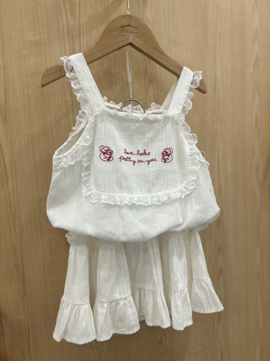 RBGS151 白色蕾絲吊帶套裙