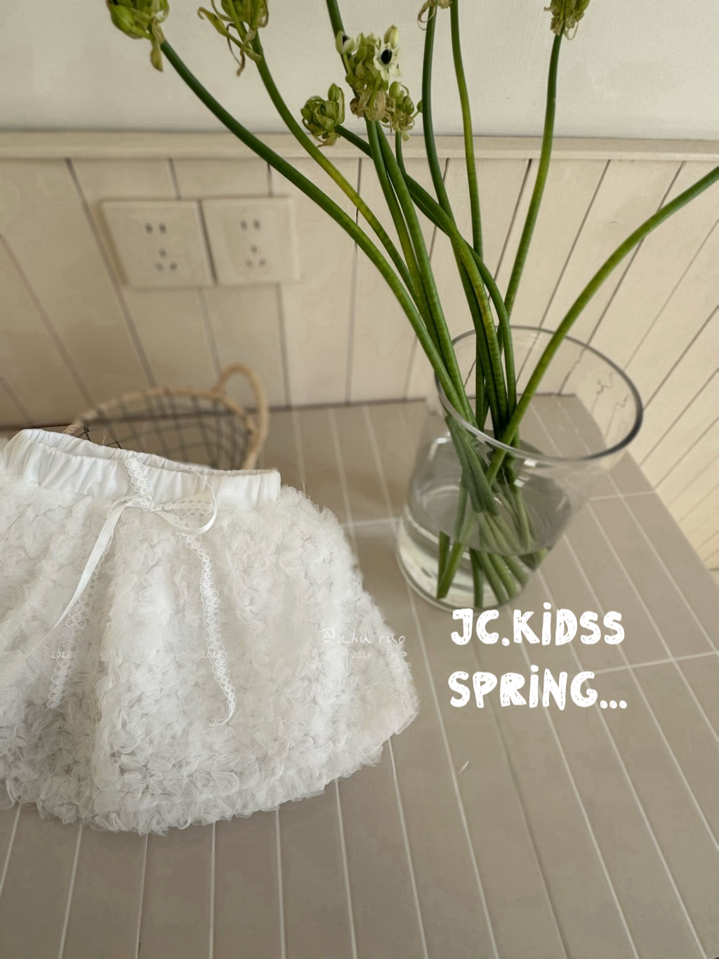 YKGB582 白色花花半截紗裙