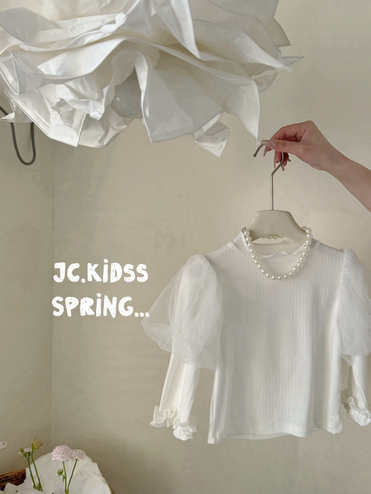YKGT590 白色泡泡袖打底
