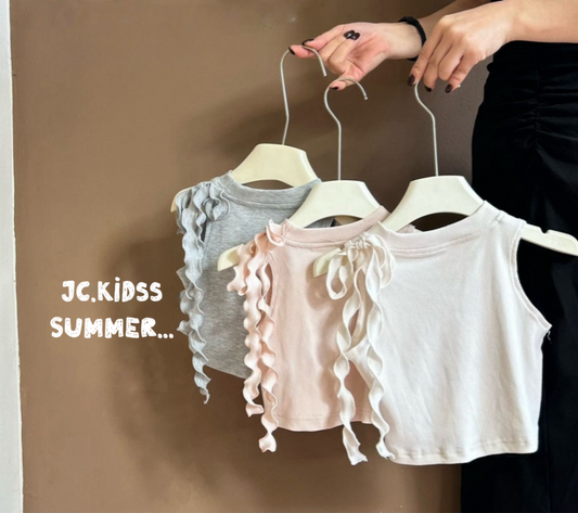 YKGT610 單肩Ruffles蝴蝶結背心