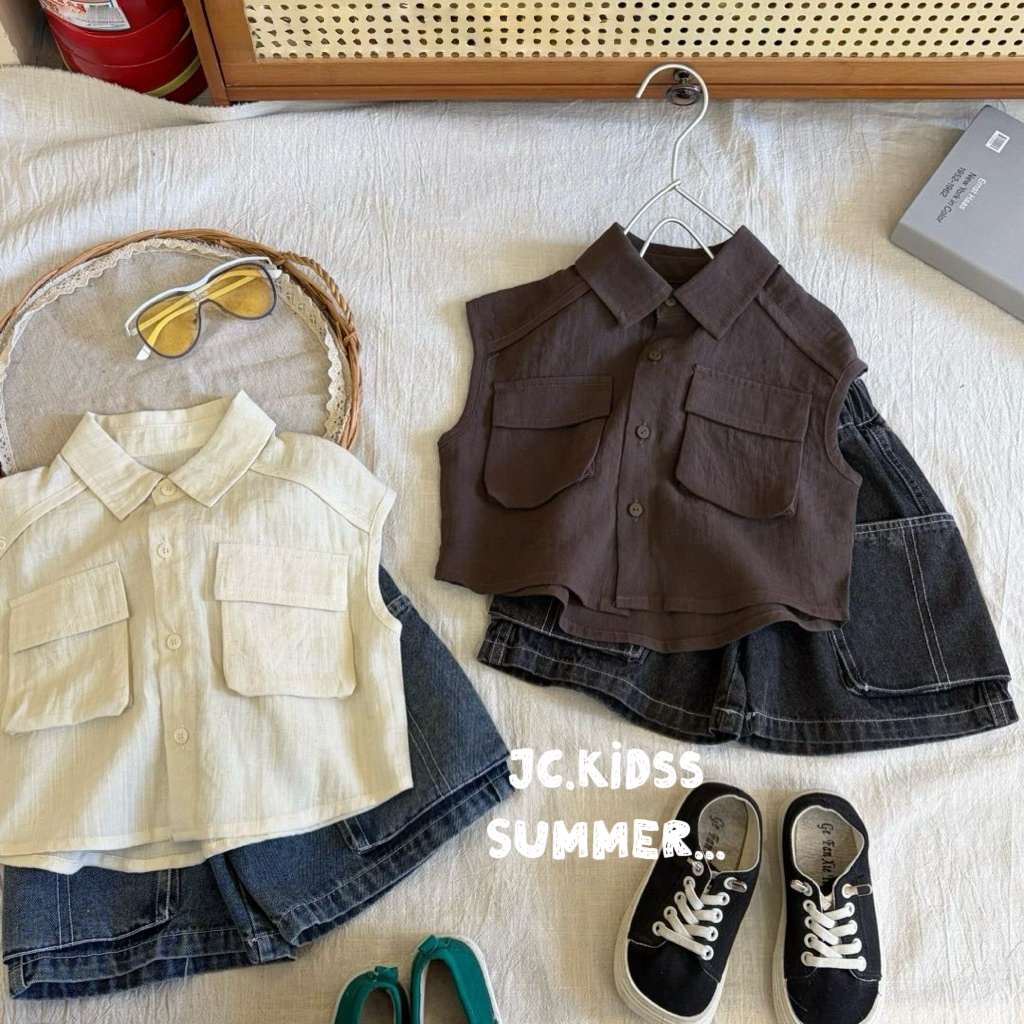 YKBT628 雙口袋背心恤衫