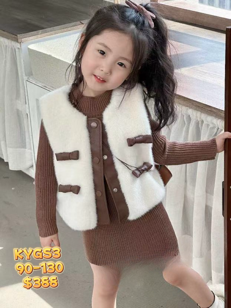 KYGS3  毛毛背心連身裙兩件套