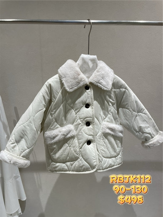 RBJK112 米白毛毛領棉外套