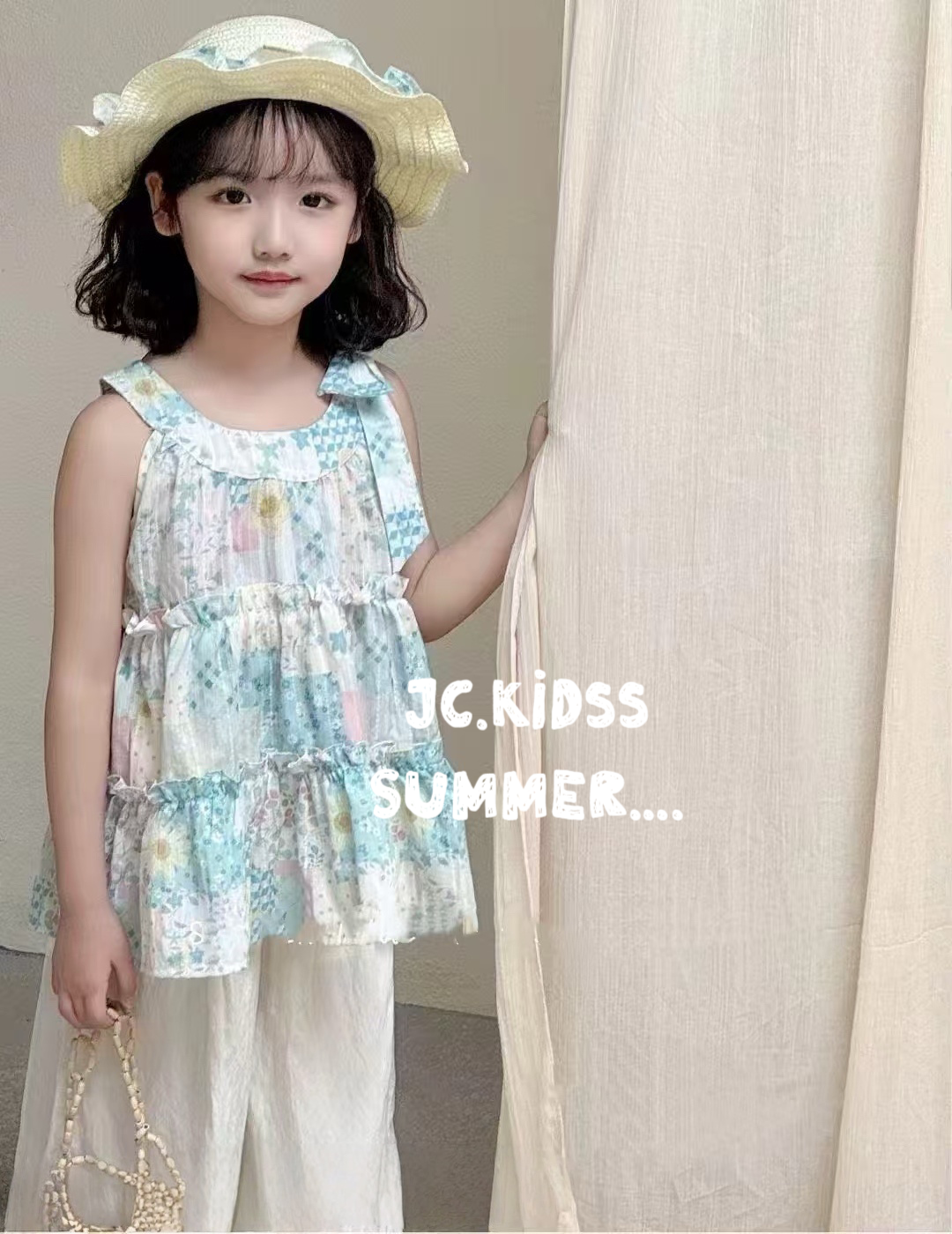 YKGS502 碎花連草帽套裝