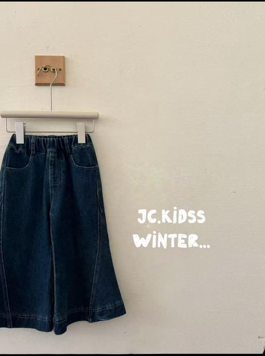 YKGJ577 簡單牛仔闊喇叭褲