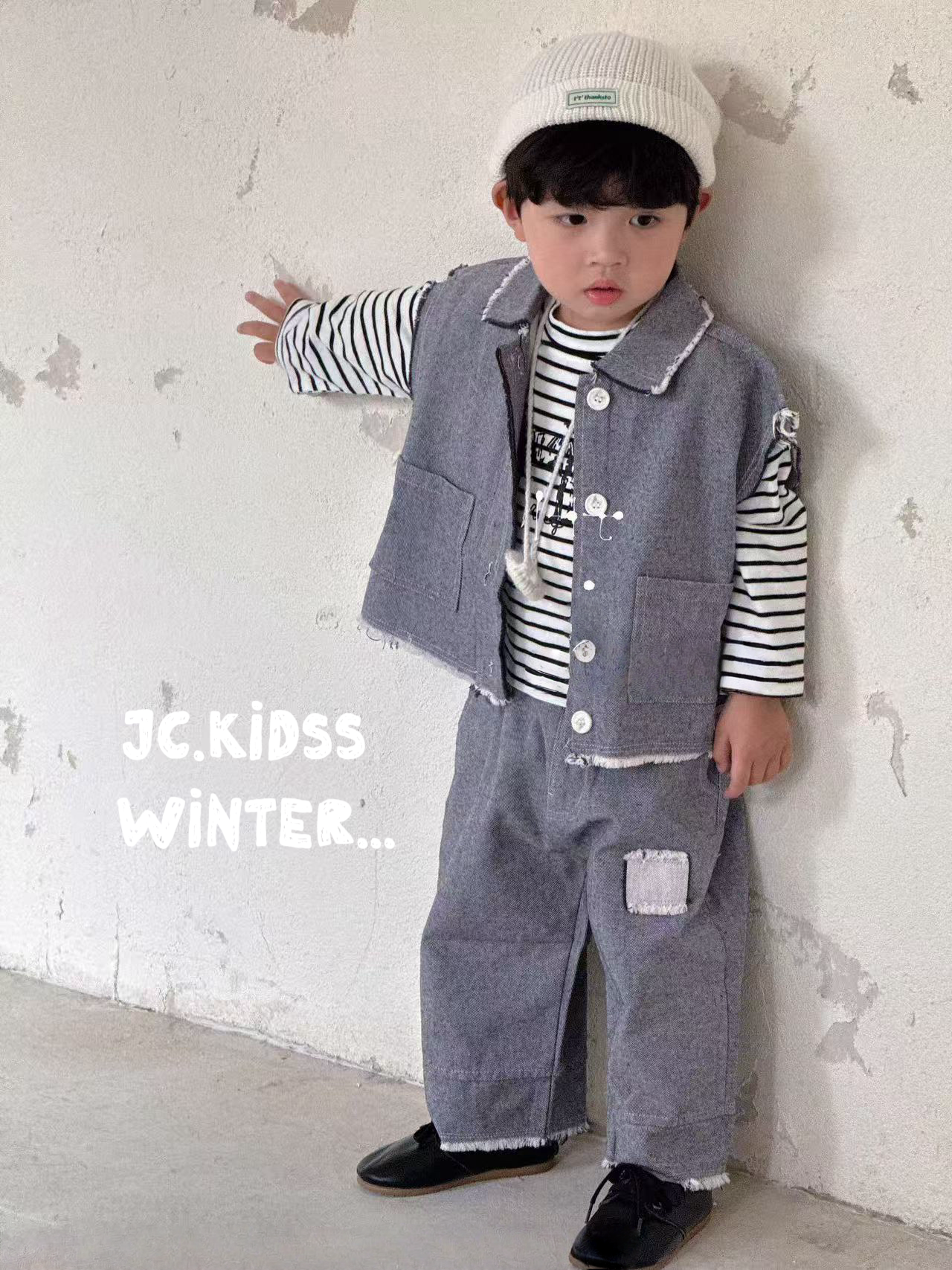 YKBS527 灰色馬甲三件套裝