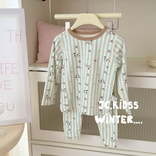 HW214 藍色直間狗仔家居服