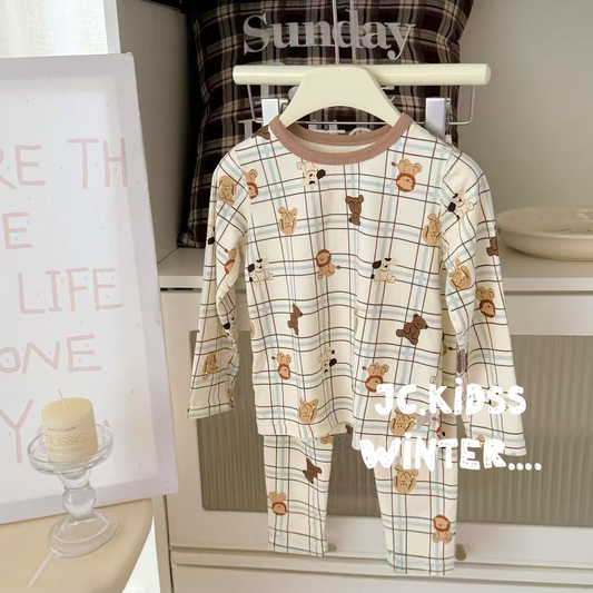 HW216 格線熊仔家居服