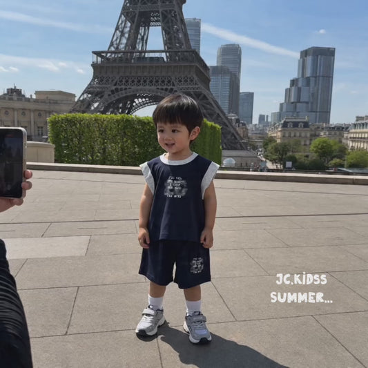 YKBS633 拼袖邊背心套裝